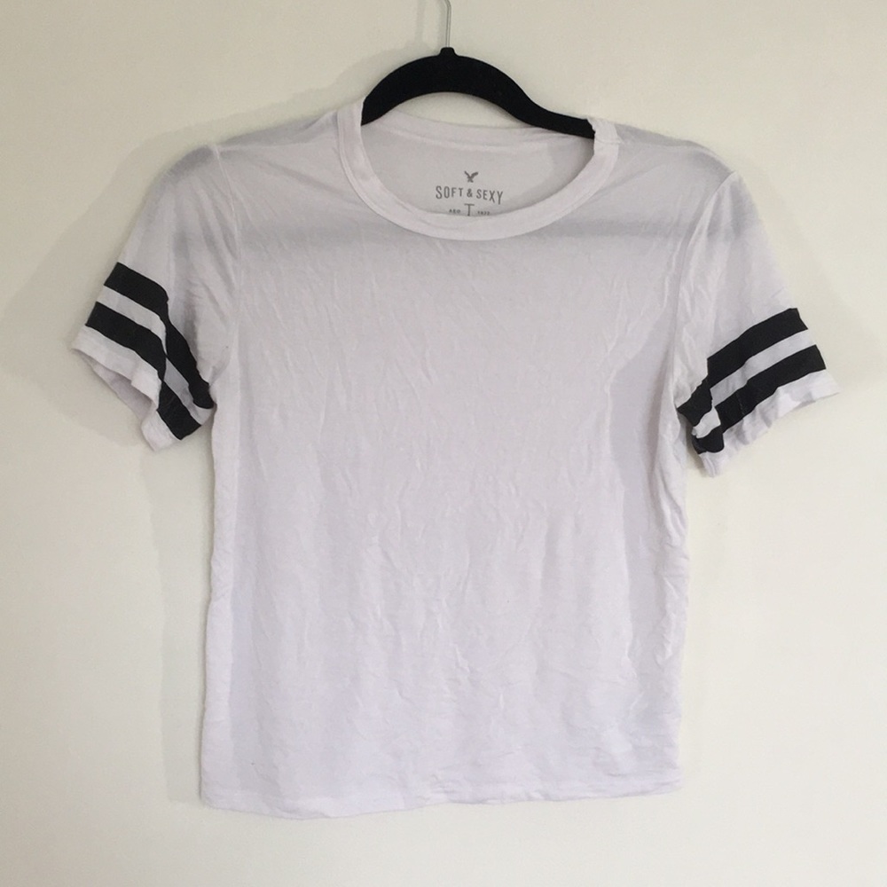 American Eagle Soft & Sexy striped white tshirt